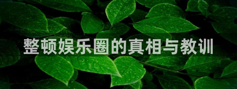 极悦娱乐官网：整顿娱乐圈的真相与教训
